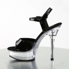 Pleaser Sandali ALLURE-609 Vernice Nero/Trasparente EU-39 / US-9