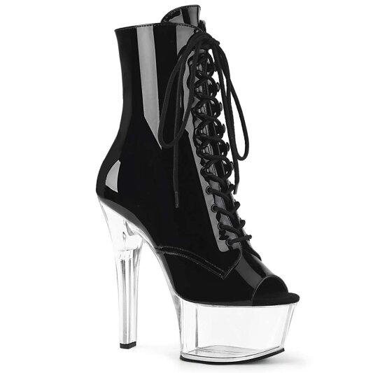 Pleaser ASPIRE-1021 Stivaletti - Vernice Nero/Trasparente EU-35 / US-5