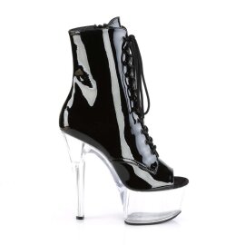 Pleaser ASPIRE-1021 Stivaletti - Vernice Nero/Trasparente EU-35 / US-5