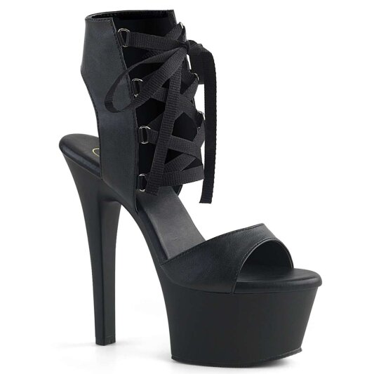 Pleaser Sandali ASPIRE-600-14 Similpelle Nero/Nero Opaco EU-37 / US-7