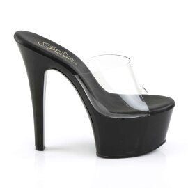 Pleaser Mules ASPIRE-601 Trasparente/Nero Opaco EU-35 / US-5