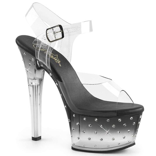 Pleaser Sandali ASPIRE-608STD Trasparente/Nero-Trasparente EU-35 / US-5
