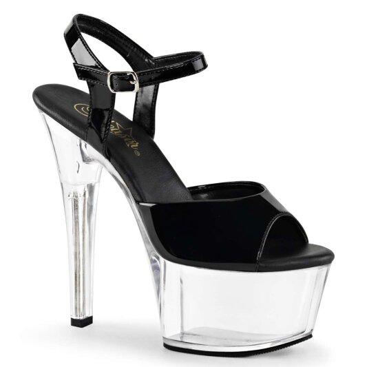 Pleaser Sandali ASPIRE-609 Vernice Nero/Trasparente EU-38 / US-8