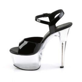 Pleaser Sandali ASPIRE-609 Vernice Nero/Trasparente EU-38 / US-8