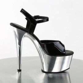 Pleaser Sandali ASPIRE-609 Vernice Nero/Argento Cromato EU-38 / US-8