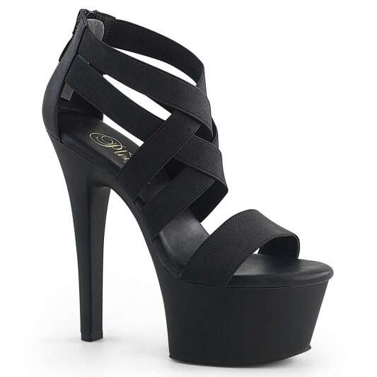 Pleaser Sandali ASPIRE-669 Similpelle-Fascia Elastica Nera/Nero Opaco EU-35 / US-5