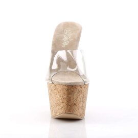 Pleaser Mules BEAU-601 Trasparente-Marroncino/Sughero...