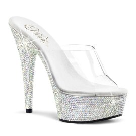 Pleaser Mules BEJEWELED-601DM Trasparente/Argento Multi...