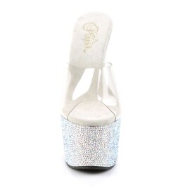 Pleaser Mules BEJEWELED-701DM Trasparente/Argento Multi...