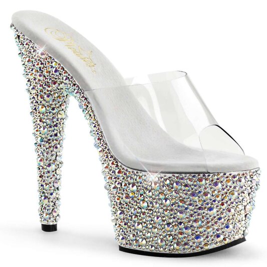 Pleaser Mules BEJEWELED-701MS Trasparente/Argento Multi Strass EU-35 / US-5