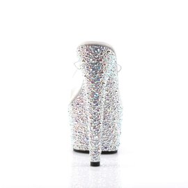 Pleaser Mules BEJEWELED-701MS Trasparente/Argento Multi Strass EU-35 / US-5