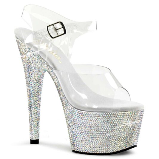 Pleaser Sandali BEJEWELED-708DM Trasparente/Argento Strass EU-35 / US-5