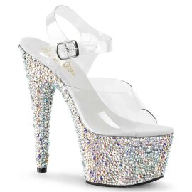 Pleaser Sandali BEJEWELED-708MS Trasparente/Argento Strass EU-35 / US-5