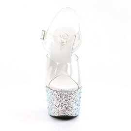 Pleaser Sandali BEJEWELED-708MS Trasparente/Argento Strass EU-35 / US-5