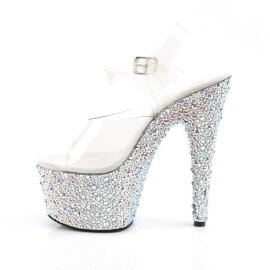 Pleaser Sandali BEJEWELED-708MS Trasparente/Argento Strass EU-35 / US-5