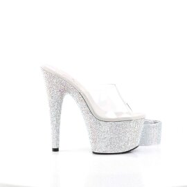 Pleaser Mules BEJEWELED-712RS Trasparente/Argento Multi Strass EU-35 / US-5
