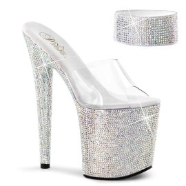 Pleaser Mules BEJEWELED-812RS Trasparente/Argento Multi...