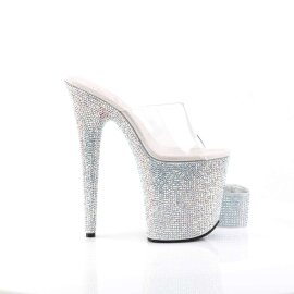 Pleaser Mules BEJEWELED-812RS Trasparente/Argento Multi Strass EU-37 / US-7