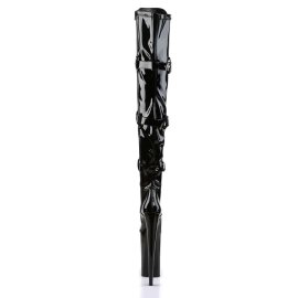 Pleaser BEYOND-3028 Stivali Sopra Il Ginocchio Vernice Elasticizzato Nero/Nero EU-41 / US-11