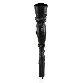 Pleaser BEYOND-3028 Stivali Sopra Il Ginocchio Similpelle Elasticizzato Nero/Nero Opaco EU-39 / US-9