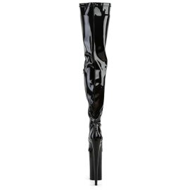 Pleaser BEYOND-4000 Stivali Sopra Il Ginocchio Vernice Elasticizzato Nero/Nero EU-38 / US-8