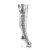 Pleaser BLONDIE-R-3011 Stivali Sopra Il Ginocchio - Glitter Argento/ Argento Cromato EU-39 / US-9
