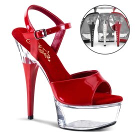 Pleaser Sandali CAPTIVA-609 Vernice Rosso/Trasparente EU-35 / US-5