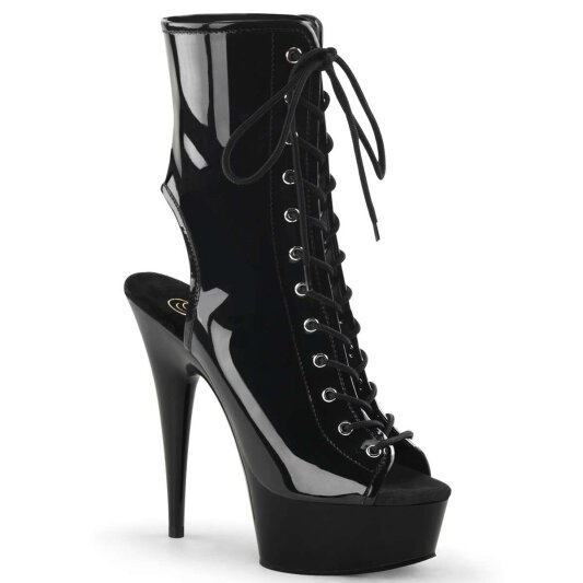 Pleaser DELIGHT-1016 Stivaletti - Vernice Nero/Nero EU-35 / US-5