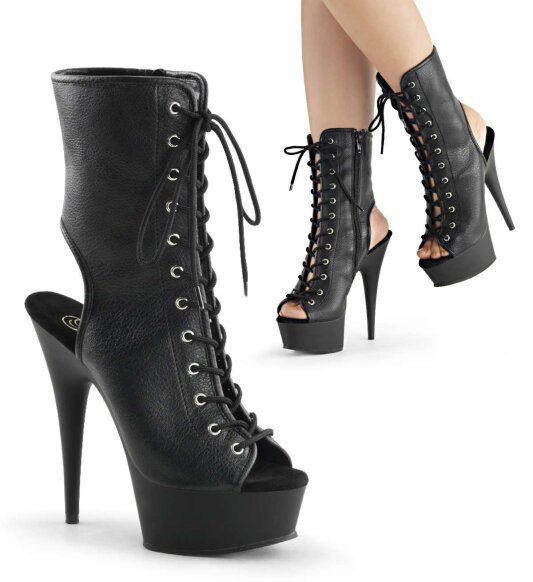 Pleaser DELIGHT-1016 Stivaletti - Similpelle Nero/Nero Opaco EU-37 / US-7