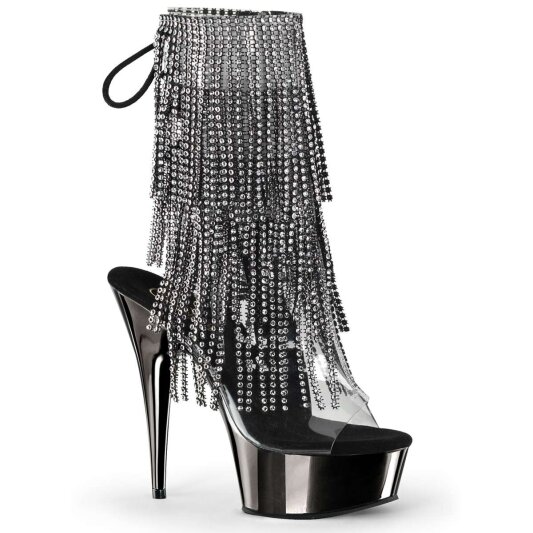 Pleaser DELIGHT-1017RSF Stivaletti - Trasparente-Nero/Peltro Scuro Cromato EU-35 / US-5