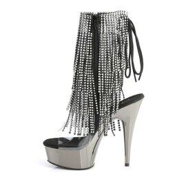 Pleaser DELIGHT-1017RSF Stivaletti - Trasparente-Nero/Peltro Scuro Cromato EU-35 / US-5