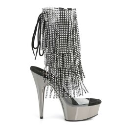 Pleaser DELIGHT-1017RSF Stivaletti - Trasparente-Nero/Peltro Scuro Cromato EU-35 / US-5