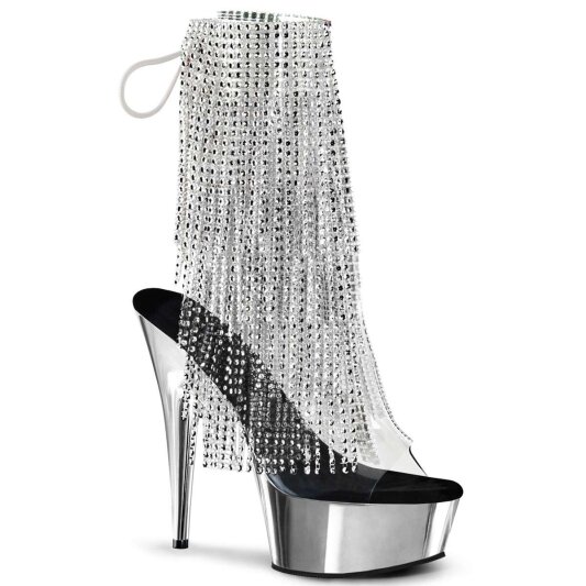 Pleaser DELIGHT-1017RSF Stivaletti - Trasparente-Argento/ArgentoCromato EU-39 / US-9