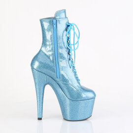 Pleaser ADORE-1020GP Stivaletti Con Plateau Vernice Glitter Celeste