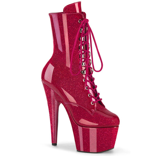 Pleaser ADORE-1020GP Stivaletti Con Plateau Vernice Glitter Rosa