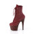 Pleaser ADORE-1020RM Stivaletti Con Plateau Similpelle Strass Rete Borgogna