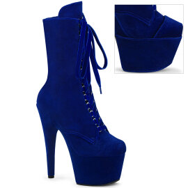 Pleaser ADORE-1045VEL Stivaletti Con Plateau Velluto Blu