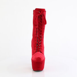 Pleaser ADORE-1045VEL Stivaletti Con Plateau Velluto Rosso