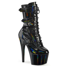 Pleaser ADORE-1046 Stivaletti Con Plateau Vernice Holo Nero