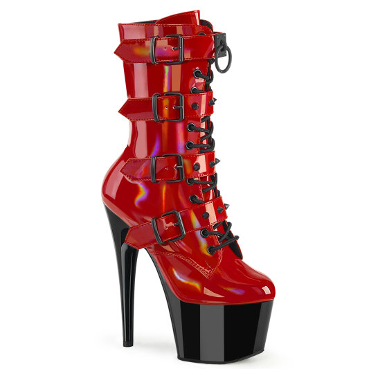 Pleaser ADORE-1046TT Stivaletti Con Plateau Vernice Holo Rosso