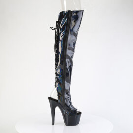 Pleaser ADORE-3019HWR Stivali Sopra Il Ginocchio Con Plateau Holo Nero