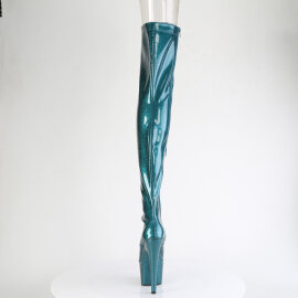 Pleaser ADORE-3021GP Stivali Sopra Il Ginocchio Con Plateau Vernice Glitter Verde Blu