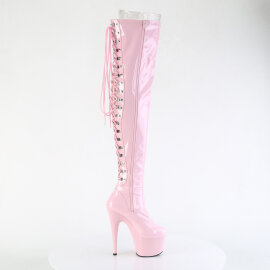 Pleaser ADORE-3063 Stivali Sopra Il Ginocchio Con Plateau Vernice Glitter Rosa