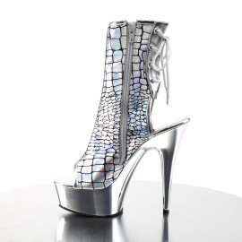 Pleaser DELIGHT-1018HG Stivaletti - Argento Ologramma/Argento Cromato EU-36 / US-6