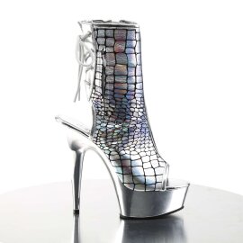 Pleaser DELIGHT-1018HG Stivaletti - Argento Ologramma/Argento Cromato EU-36 / US-6