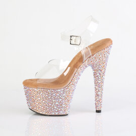 Pleaser BEJEWELED-708MS Sandali Con Plateau Trasparente Strass Oro