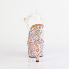 Pleaser BEJEWELED-708MS Sandali Con Plateau Trasparente Strass Oro