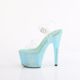 Pleaser BEJEWELED-708RRS Sandali Con Plateau Trasparente Strass Türkis