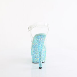 Pleaser BEJEWELED-708RRS Sandali Con Plateau Trasparente Strass Türkis