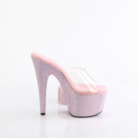 Pleaser BEJEWELED-712RS Mules Con Plateau Trasparente Strass Rosa Pastello
